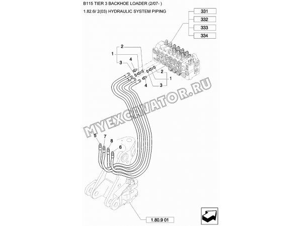 Гидросистема/HYDRAULIC SYSTEM PIPING New Holland B115
