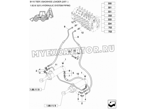 Гидросистема/HYDRAULIC SYSTEM PIPING New Holland B115
