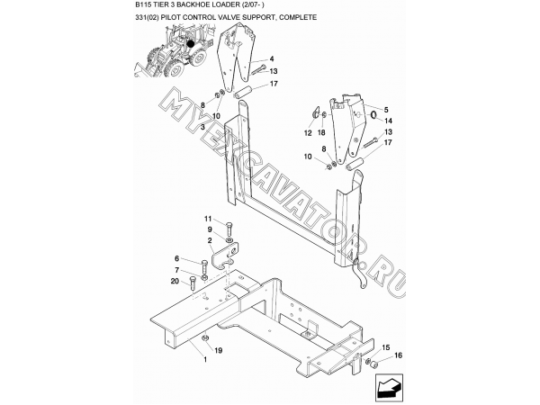 Гидросистема/PILOT CONTROL VALVE SUPPORT, COMPLETE New Holland B115