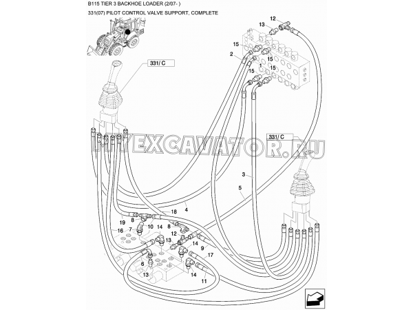 Гидросистема/PILOT CONTROL VALVE SUPPORT, COMPLETE New Holland B115