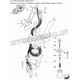 Гидросистема/PILOT VALVE OF HYDRAULIC CONTROL LEVER (RIGHT HANDS) 7 SPOOLS New Holland B115