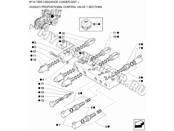 Гидросистема/PROPORTIONAL CONTROL VALVE 7 SECTIONS New Holland B115