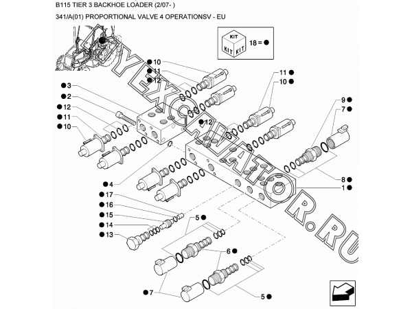 Гидросистема/PROPORTIONAL VALVE 4 OPERATIONSV - EU New Holland B115