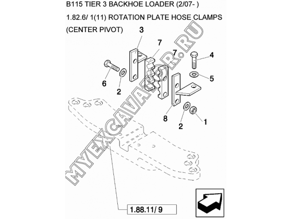 Гидросистема/ROTATION PLATE HOSE CLAMPS (CENTER PIVOT) New Holland B115