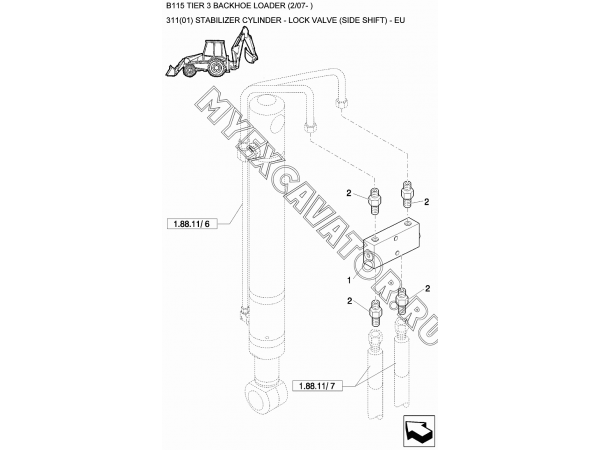 Гидросистема/STABILIZER CYLINDER - LOCK VALVE (SIDE SHIFT) - EU New Holland B115