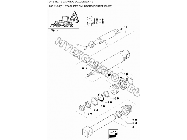 Гидросистема/STABILIZER CYLINDERS (CENTER PIVOT) New Holland B115