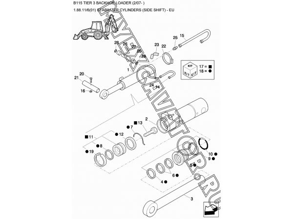 Гидросистема/STABILIZER CYLINDERS (SIDE SHIFT) - EU New Holland B115
