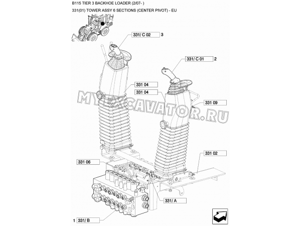 Гидросистема/TOWER ASSY 6 SECTIONS (CENTER PIVOT) - EU New Holland B115