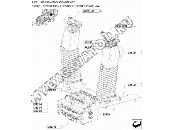 Гидросистема/TOWER ASSY 7 SECTIONS (CENTER PIVOT) - NA New Holland B115