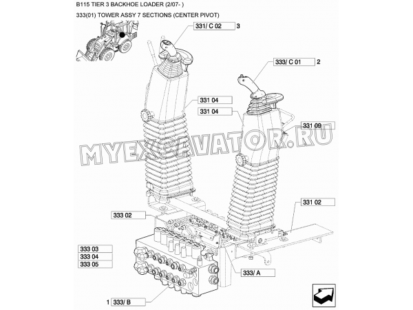 Гидросистема/TOWER ASSY 7 SECTIONS (CENTER PIVOT) New Holland B115