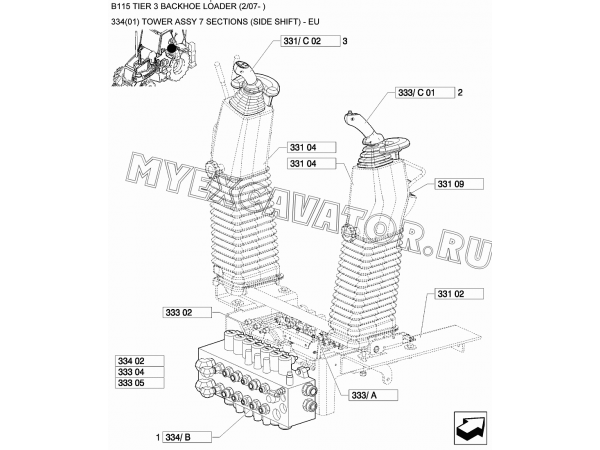 Гидросистема/TOWER ASSY 7 SECTIONS (SIDE SHIFT) - EU New Holland B115