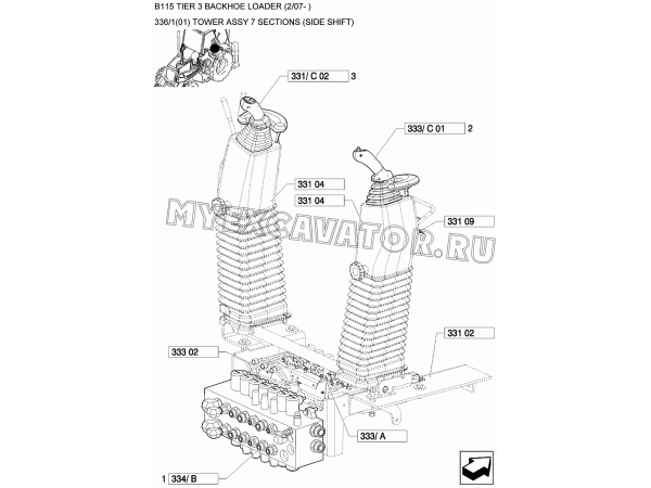 Гидросистема/TOWER ASSY 7 SECTIONS (SIDE SHIFT) New Holland B115