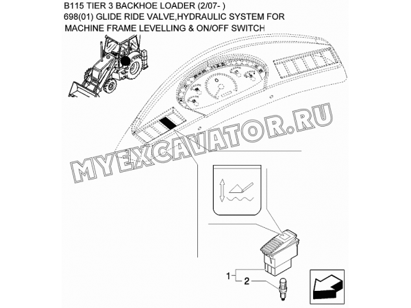 Переключатель/GLIDE RIDE VALVE,HYDRAULIC SYSTEM FOR MACHINE FRAME LEVELLING &amp; ON/OFF SWITCH New Holland B115