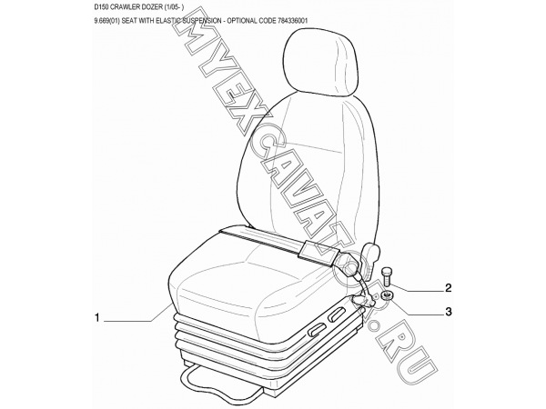 Сиденье/SEAT WITH ELASTIC SUSPENSION - OPTIONAL CODE 784336001 New Holland D150 Сиденье/SEAT WITH ELASTIC SUSPENSION - OPTIONAL CODE 784336001 New Holland D150
