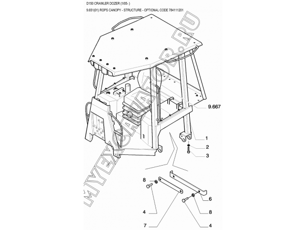 Кабина/ROPS CANOPY - STRUCTURE - OPTIONAL CODE 784111201 New Holland D150 Кабина/ROPS CANOPY - STRUCTURE - OPTIONAL CODE 784111201 New Holland D150
