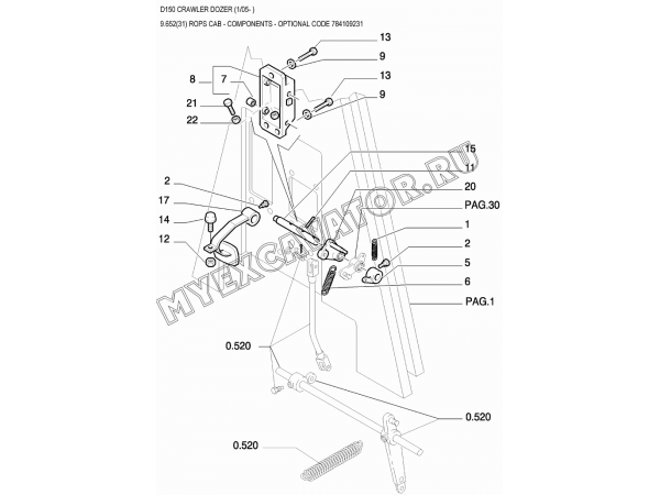 Детали кабины/ROPS CAB - COMPONENTS - OPTIONAL CODE 784109231 New Holland D150 Детали кабины/ROPS CAB - COMPONENTS - OPTIONAL CODE 784109231 New Holland D150