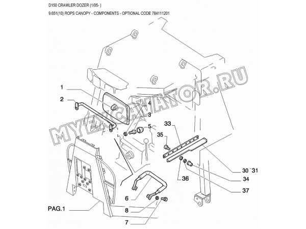 Детали кабины/ROPS CANOPY - COMPONENTS - OPTIONAL CODE 784111201 New Holland D150 Детали кабины/ROPS CANOPY - COMPONENTS - OPTIONAL CODE 784111201 New Holland D150