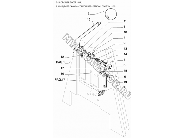 Детали кабины/ROPS CANOPY - COMPONENTS - OPTIONAL CODE 784111201 New Holland D150 Детали кабины/ROPS CANOPY - COMPONENTS - OPTIONAL CODE 784111201 New Holland D150