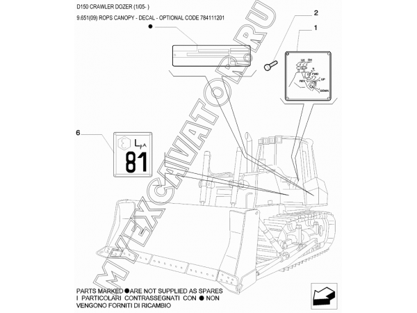 Детали кабины/ROPS CANOPY - DECAL - OPTIONAL CODE 784111201 New Holland D150