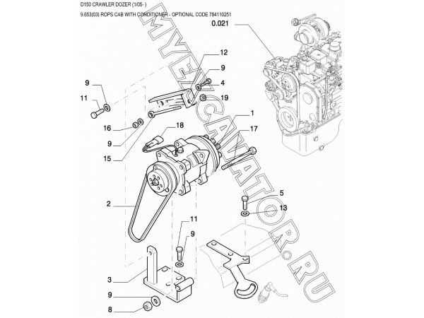 Кондиционер/ROPS CAB WITH CONDITIONER - OPTIONAL CODE 784110251 New Holland D150
