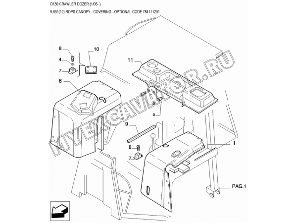 Детали кабины/ROPS CANOPY - COVERING - OPTIONAL CODE 784111201 New Holland D150