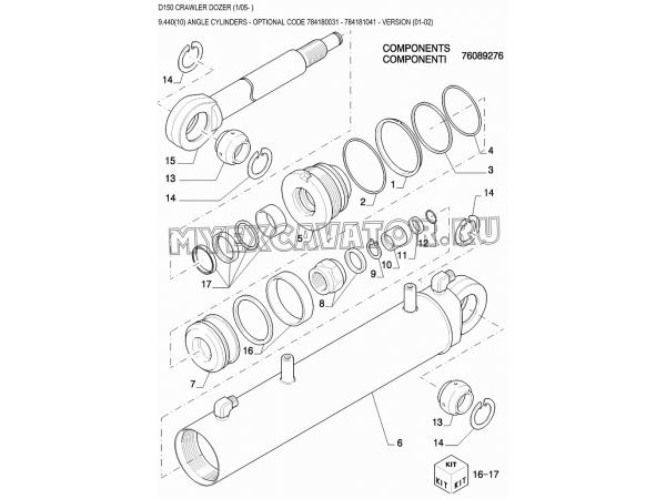 Гидросистема рабочего оборудования/ANGLE CYLINDERS - OPTIONAL CODE 784180031 - 784181041 - VERSION (01-02) New Holland D150