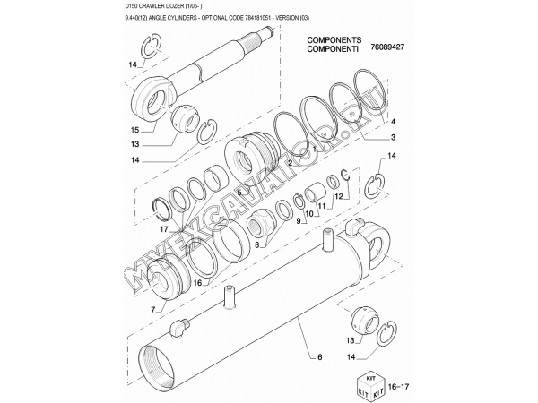 Гидросистема рабочего оборудования/ANGLE CYLINDERS - OPTIONAL CODE 784181051 - VERSION (03) New Holland D150