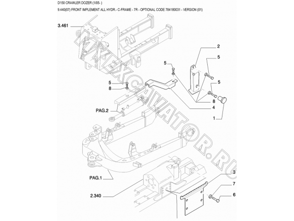 Гидросистема рабочего оборудования/FRONT IMPLEMENT ALL HYDR.- C-FRAME - 7R - OPTIONAL CODE 784180031 - VERSION (01) New Holland D150