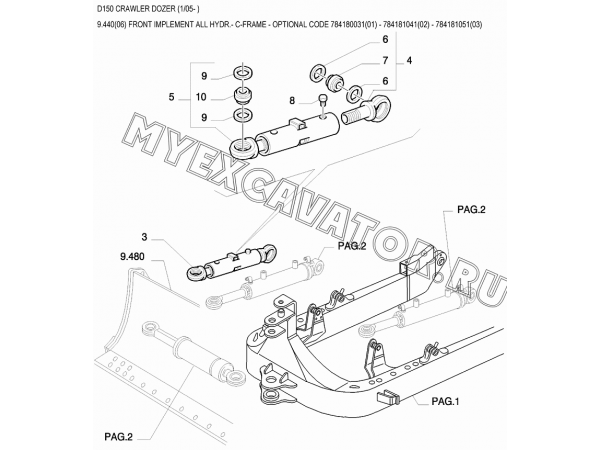 Гидросистема рабочего оборудования/FRONT IMPLEMENT ALL HYDR.- C-FRAME - OPTIONAL CODE 784180031(01) - 784181041(02) - 784181051(03) New Holland D150