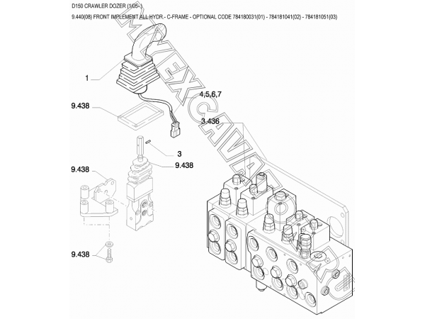 Гидросистема рабочего оборудования/FRONT IMPLEMENT ALL HYDR.- C-FRAME - OPTIONAL CODE 784180031(01) - 784181041(02) - 784181051(03) New Holland D150