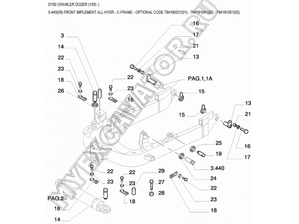 Гидросистема рабочего оборудования/FRONT IMPLEMENT ALL HYDR.- C-FRAME - OPTIONAL CODE 784180031(01) - 784181041(02) - 784181051(03) New Holland D150
