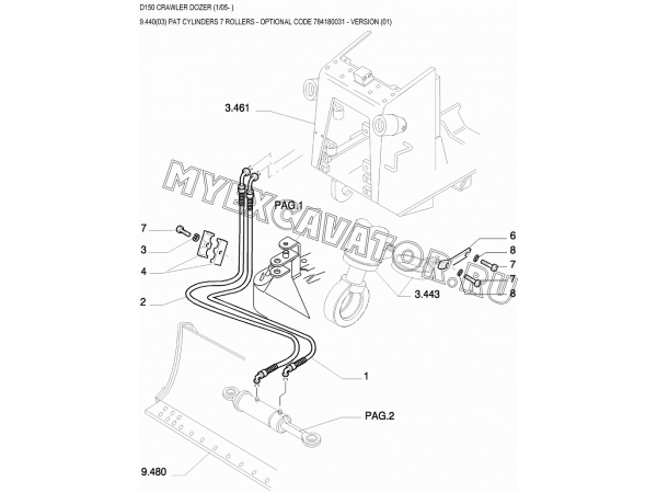 Гидросистема рабочего оборудования/PAT CYLINDERS 7 ROLLERS - OPTIONAL CODE 784180031 - VERSION (01) New Holland D150