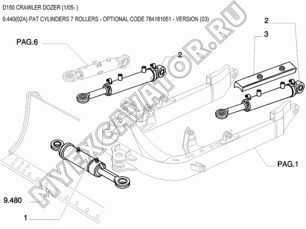 Гидросистема рабочего оборудования/PAT CYLINDERS 7 ROLLERS - OPTIONAL CODE 784181051 - VERSION (03) New Holland D150