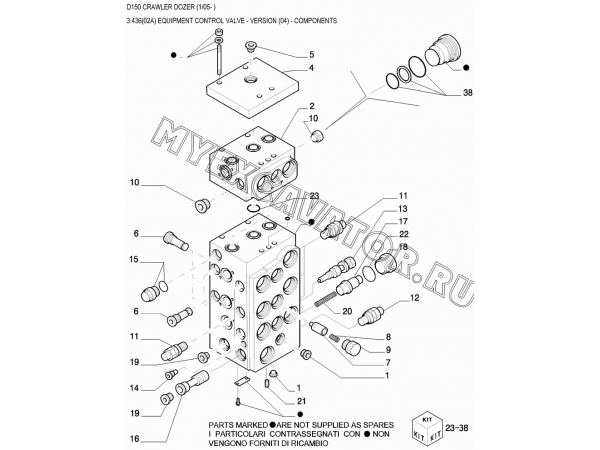 Клапан управляющий/EQUIPMENT CONTROL VALVE - VERSION (04) - COMPONENTS New Holland D150