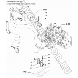 Трубопроводы подъемного цилиндра/LIFT CYLINDERS PIPING - VERSION (01-02-03) New Holland D150