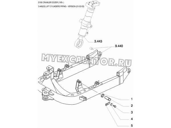 Трубопроводы подъемного цилиндра/LIFT CYLINDERS PIPING - VERSION (01-02-03) New Holland D150