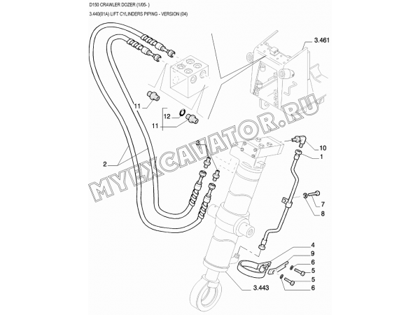 Трубопроводы подъемного цилиндра/LIFT CYLINDERS PIPING - VERSION (04) New Holland D150