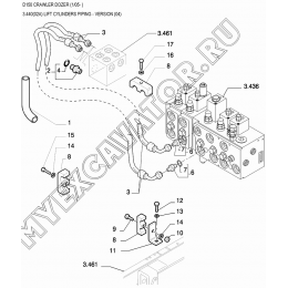 Трубопроводы подъемного цилиндра/LIFT CYLINDERS PIPING - VERSION (04) New Holland D150