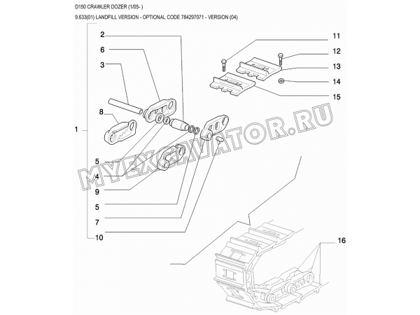 Гусеница/LANDFILL VERSION - OPTIONAL CODE 784297071 - VERSION (04) New Holland D150