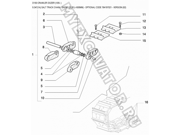 Гусеница/SALT TRACK CHAIN - SHOES (1GR.L=500MM) - OPTIONAL CODE 784197021 - VERSION (02) New Holland D150