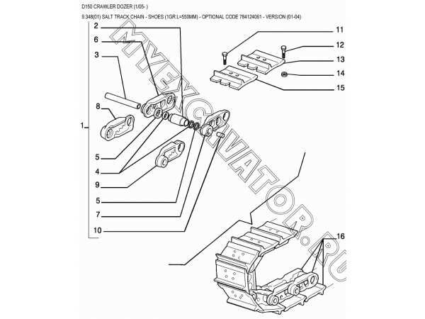 Гусеница/SALT TRACK CHAIN - SHOES (1GR.L=550MM) - OPTIONAL CODE 784124061 - VERSION (01-04) New Holland D150 Гусеница/SALT TRACK CHAIN - SHOES (1GR.L=550MM) - OPTIONAL CODE 784124061 - VERSION (01-04) New Holland D150