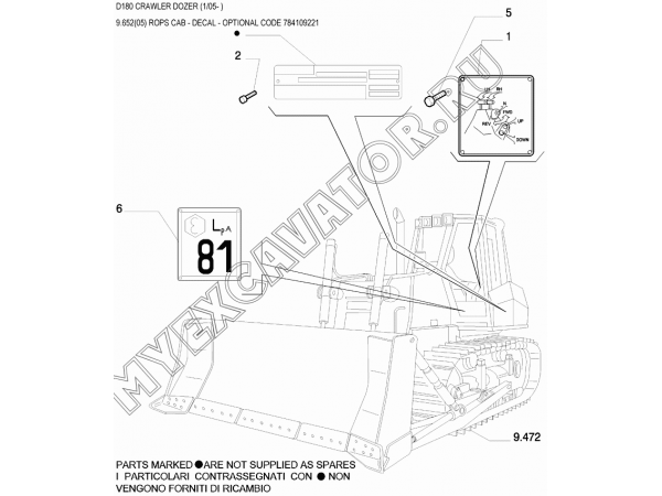 9.652(05) Детали кабины/ROPS CAB - DECAL - OPTIONAL CODE 784109221 New Holland D180