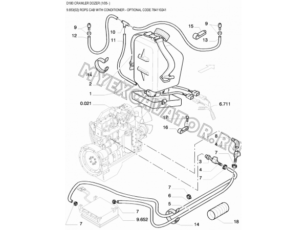 9.653(02) Детали кабины/ROPS CAB WITH CONDITIONER - OPTIONAL CODE 784110241 New Holland D180 9.653(02) Детали кабины/ROPS CAB WITH CONDITIONER - OPTIONAL CODE 784110241 New Holland D180