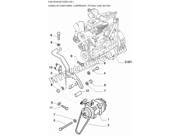9.653(03) Детали кабины/AIR CONDITIONING - COMPRESSOR - OPTIONAL CODE 784110241 New Holland D180