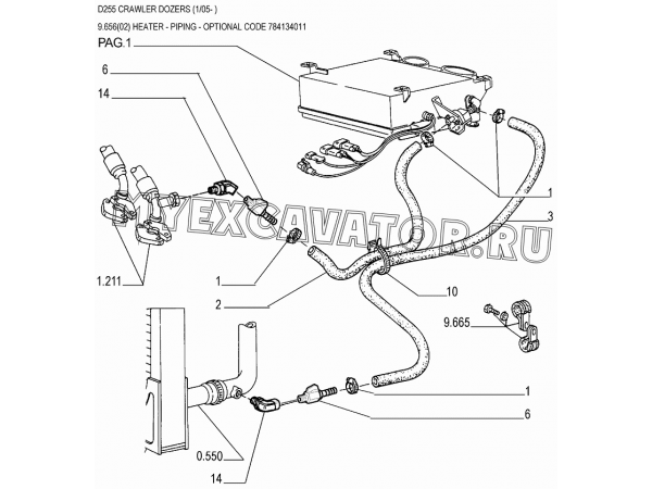 Трубопроводы отопителя/HEATER - PIPING - OPTIONAL CODE 784134011 New Holland D255 Трубопроводы отопителя/HEATER - PIPING - OPTIONAL CODE 784134011 New Holland D255