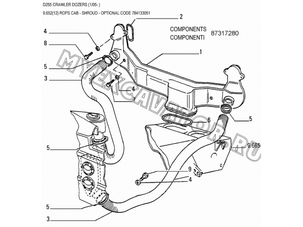 Система вентиляции/ROPS CAB - SHROUD - OPTIONAL CODE 784133051 New Holland D255