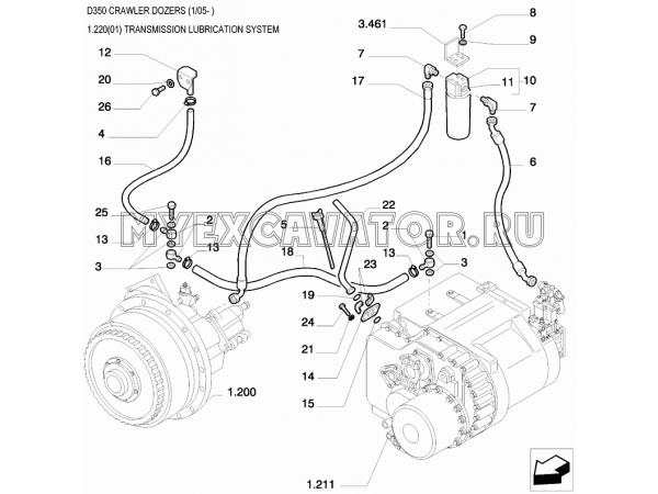 Система смазки коробки передач/TRANSMISSION LUBRICATION SYSTEM New Holland D350