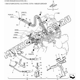 1.054(19) Гидросистема/PUMP/CONTROL VALVE PIPING - EXTRA + NIBBLER &amp; BREAKER New Holland E115SR