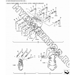 1.054(16) Гидросистема/PUMP/CONTROL VALVE PIPING - EXTRA + NIBBLER &amp; BREAKER New Holland E115SR