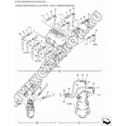 1.054(20) Гидросистема/PUMP/CONTROL VALVE PIPING - EXTRA + NIBBLER &amp; BREAKER New Holland E115SR